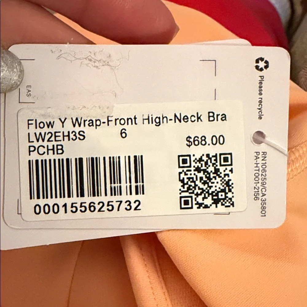 NEW Lululemon Y Wrap Front High Neck Bra Size 6 Peach Bellini *also have in red